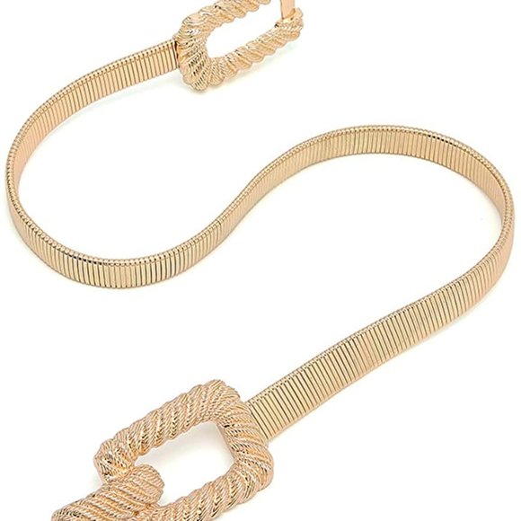 Women Skinny Gold Belt Metal Elastic Dress main image 10